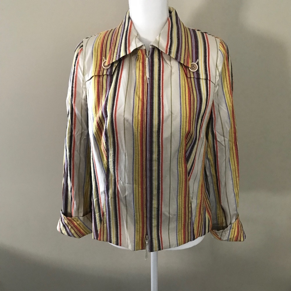 ❤️🎁❤️ AKRIS Punto Women’s Silk Multi Color Jacket Sz 10 ❤️🎁❤️